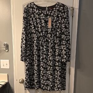 Floral Black and White Dress